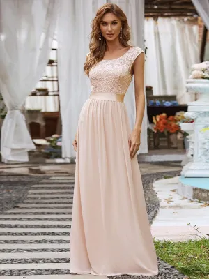 Robe de demoiselle d'honneur longue en dentelle sans manches(Vente finale)