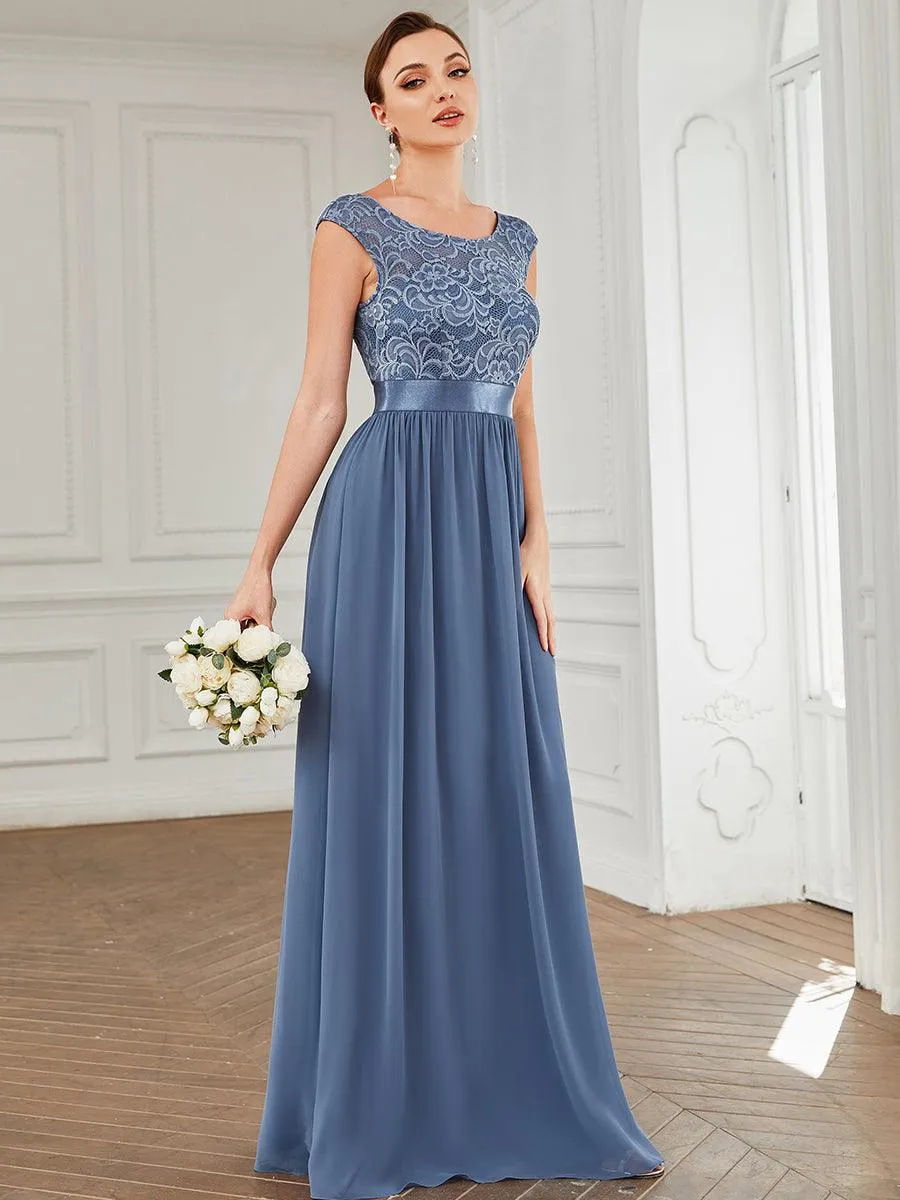 Robe de demoiselle d'honneur longue en dentelle sans manches(Vente finale)