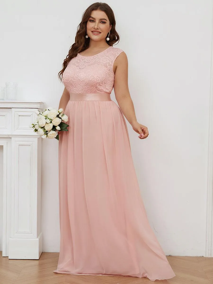 Robe de demoiselle d'honneur longue en dentelle sans manches(Vente finale)