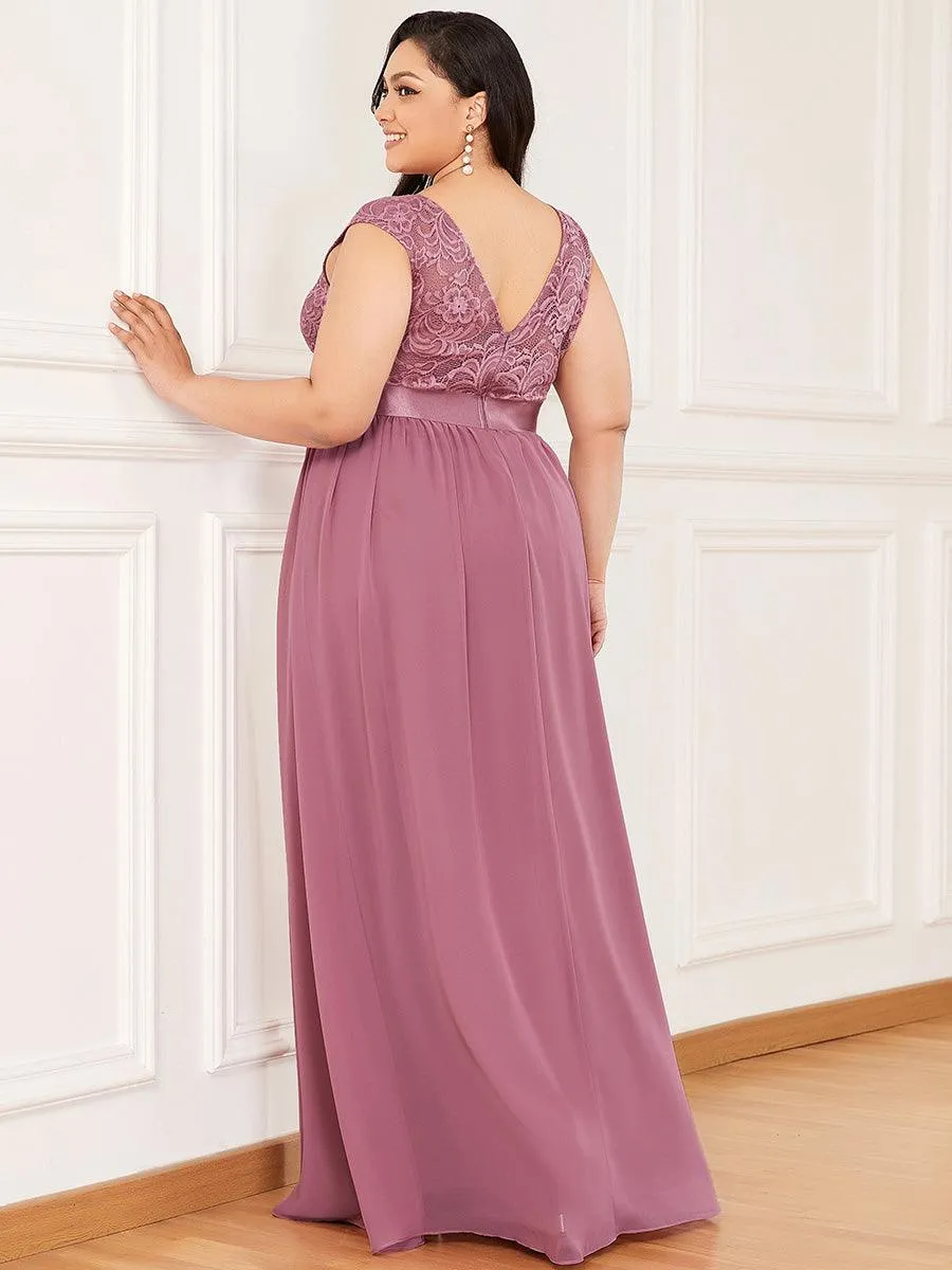 Robe de demoiselle d'honneur longue en dentelle sans manches(Vente finale)