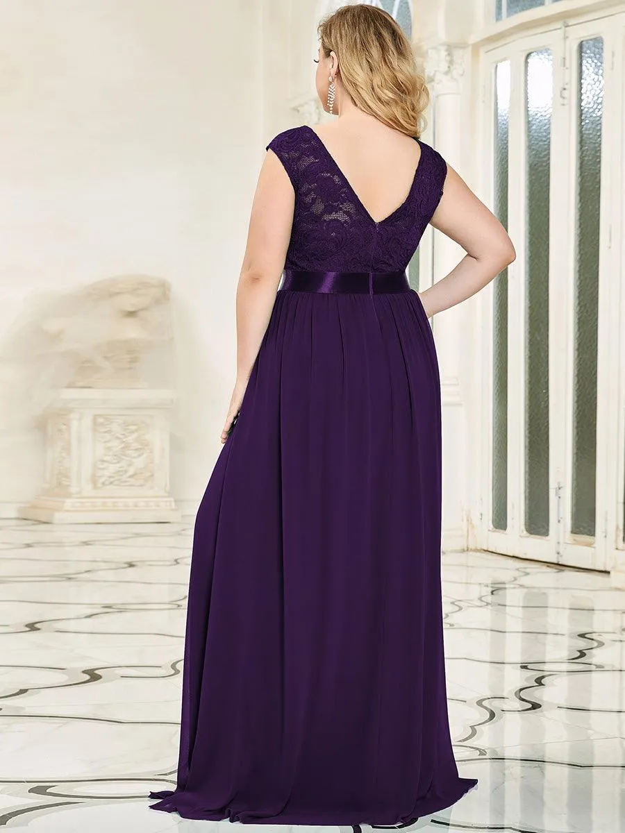Robe de demoiselle d'honneur longue en dentelle sans manches(Vente finale)