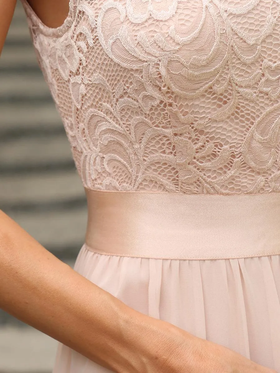 Robe de demoiselle d'honneur longue en dentelle sans manches(Vente finale)