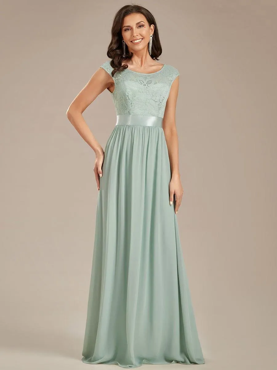 Robe de demoiselle d'honneur longue en dentelle sans manches(Vente finale)