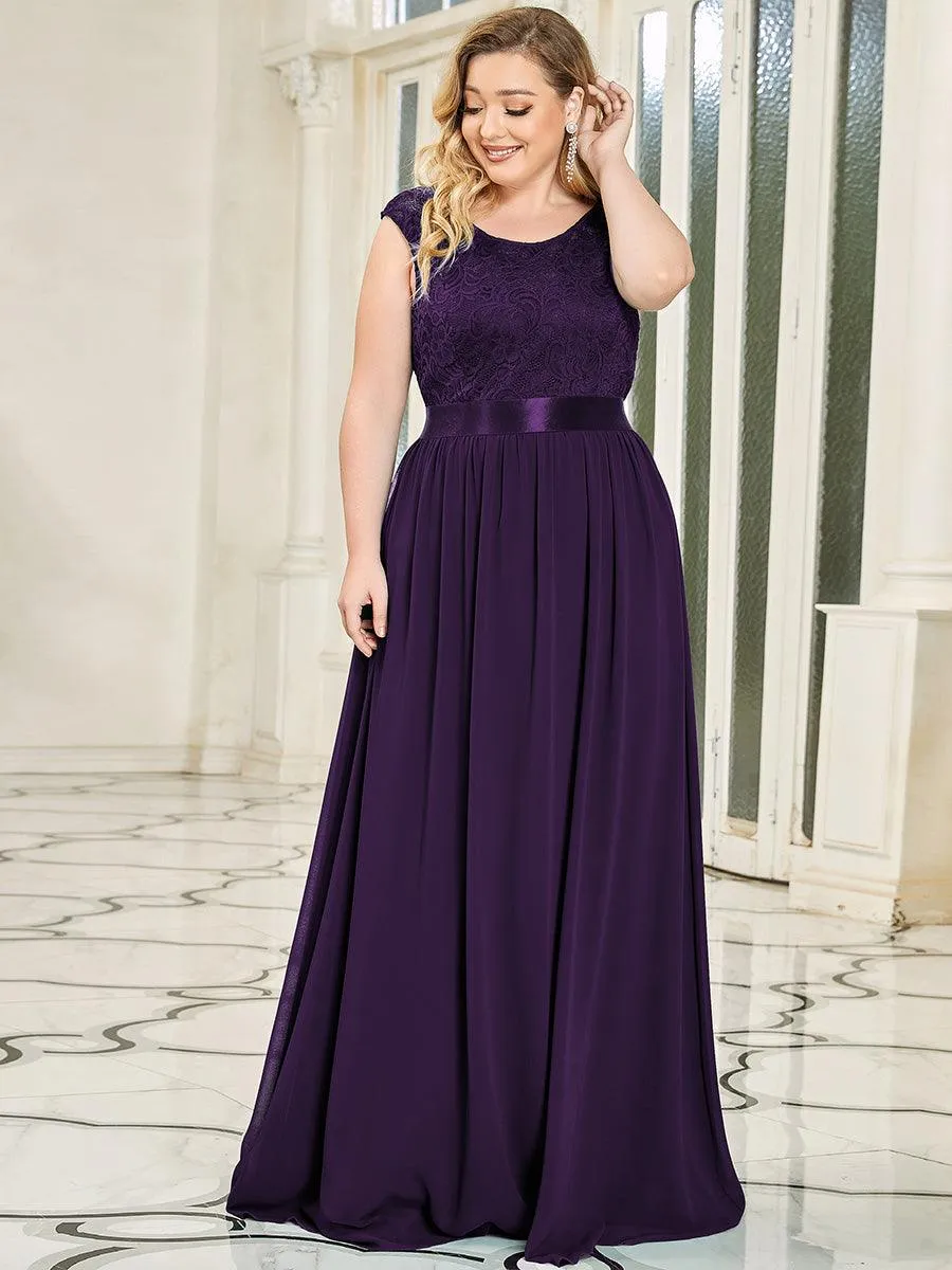 Robe de demoiselle d'honneur longue en dentelle sans manches(Vente finale)