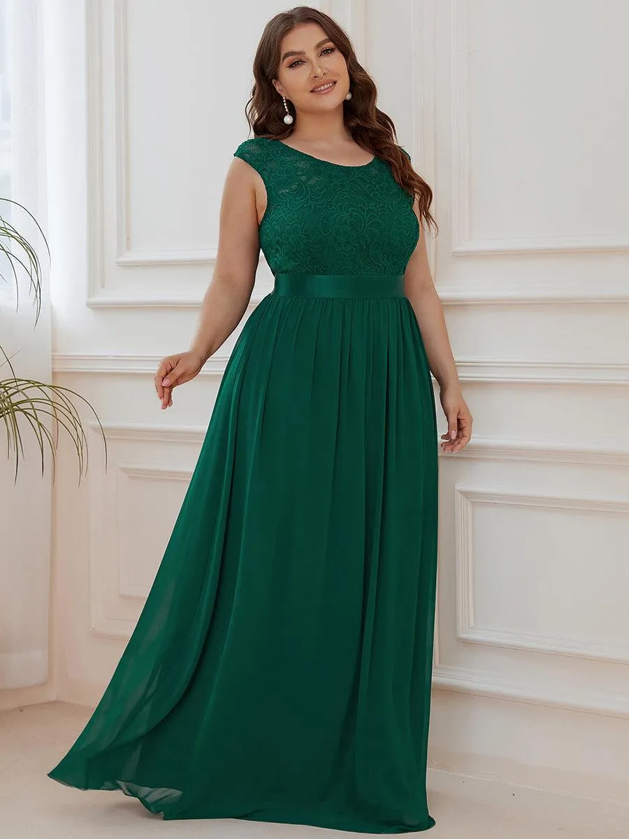 Robe de demoiselle d'honneur longue en dentelle sans manches(Vente finale)