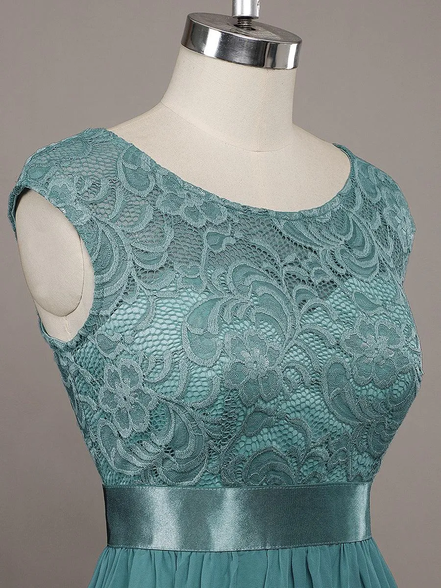 Robe de demoiselle d'honneur longue en dentelle sans manches(Vente finale)