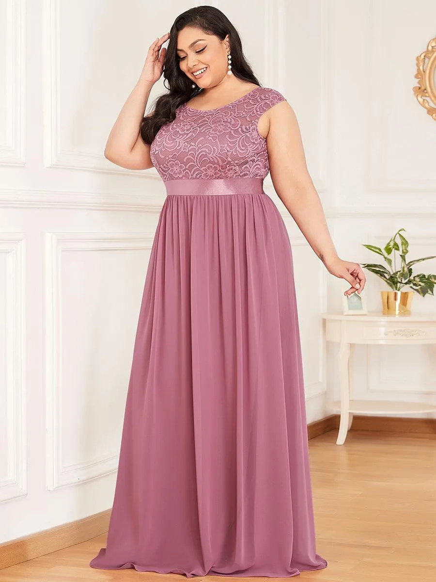 Robe de demoiselle d'honneur longue en dentelle sans manches(Vente finale)