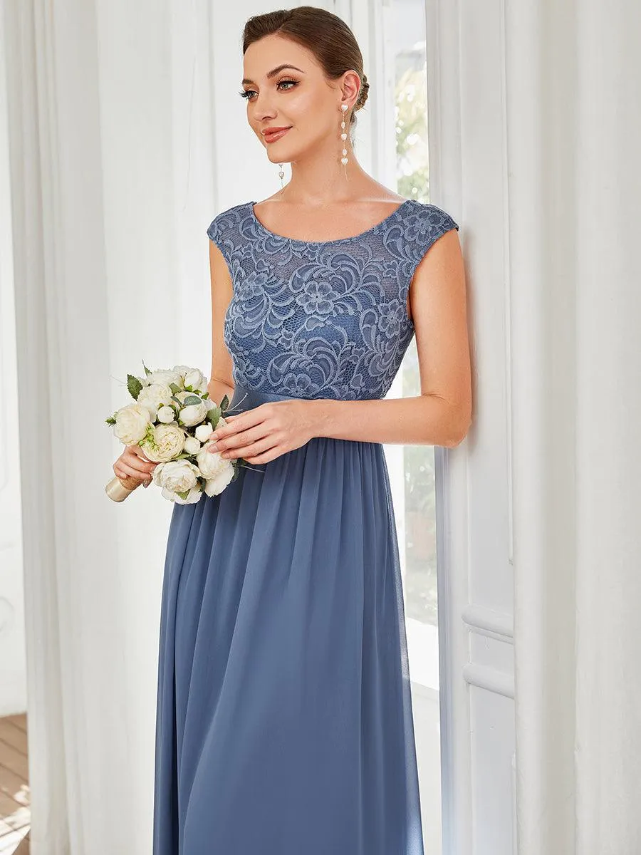 Robe de demoiselle d'honneur longue en dentelle sans manches(Vente finale)