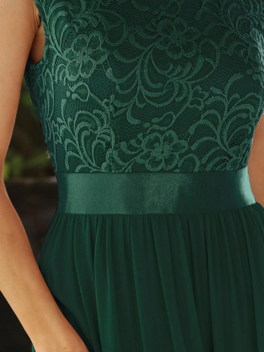 Robe de demoiselle d'honneur longue en dentelle sans manches(Vente finale)
