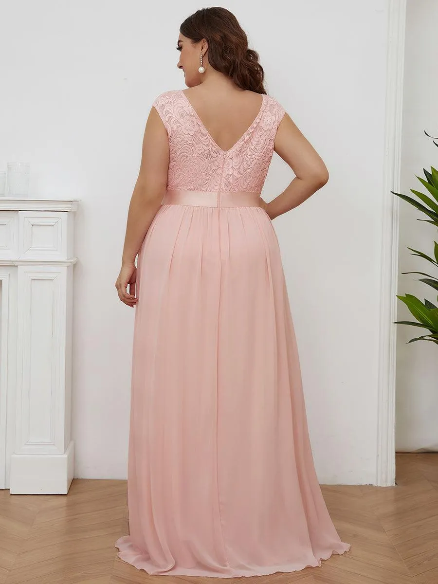 Robe de demoiselle d'honneur longue en dentelle sans manches(Vente finale)