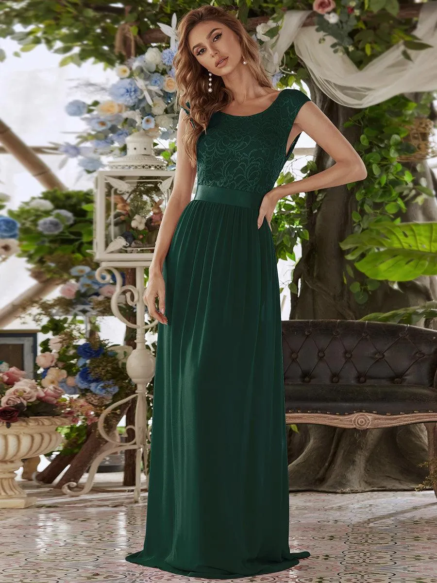Robe de demoiselle d'honneur longue en dentelle sans manches(Vente finale)