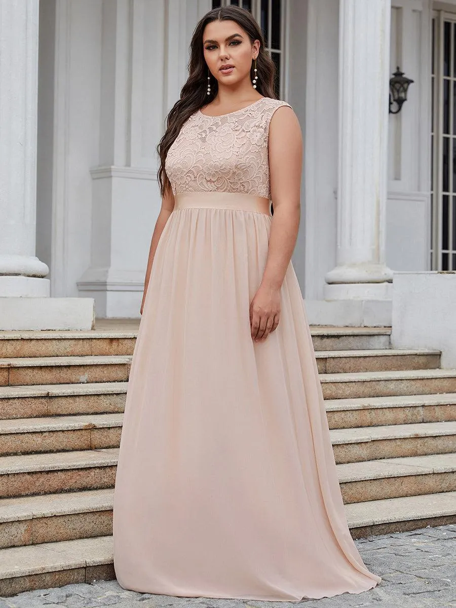 Robe de demoiselle d'honneur longue en dentelle sans manches(Vente finale)