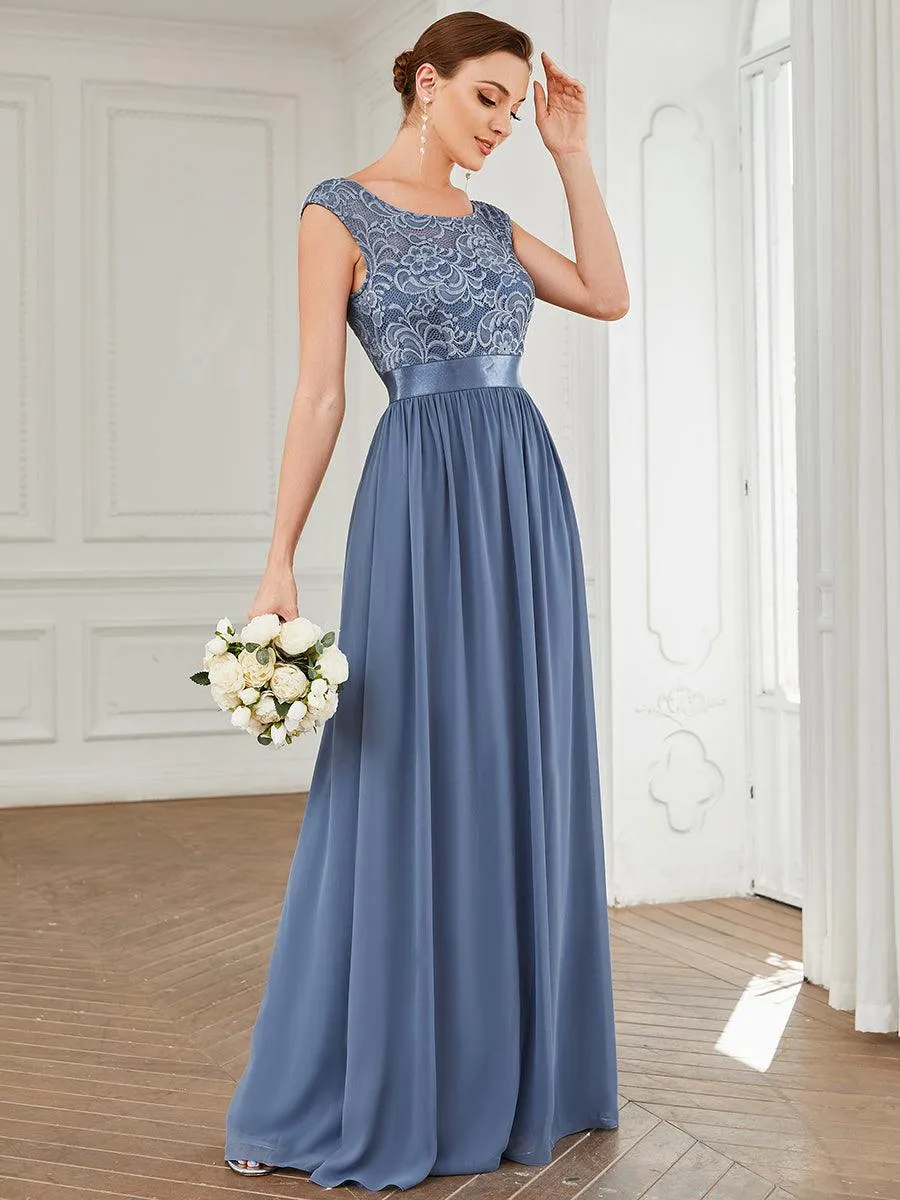 Robe de demoiselle d'honneur longue en dentelle sans manches(Vente finale)