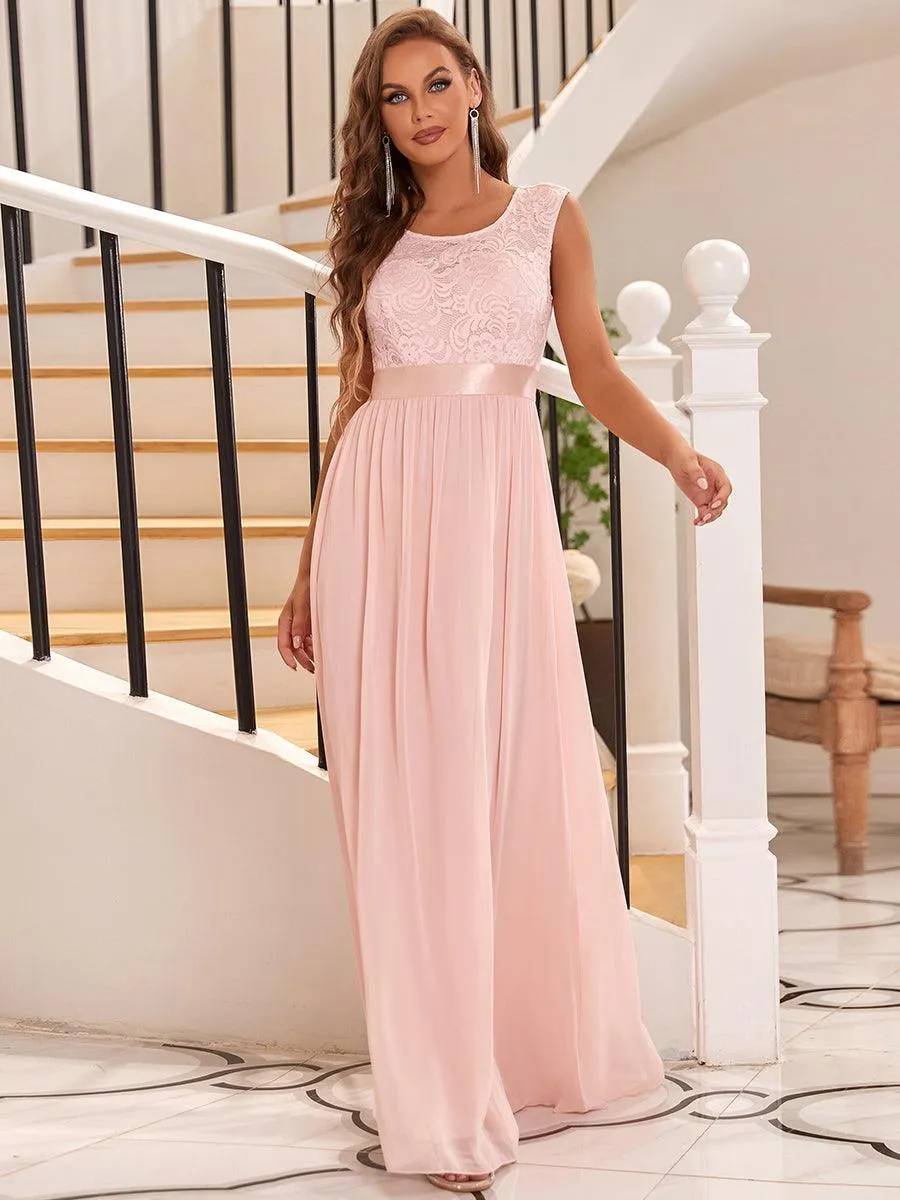 Robe de demoiselle d'honneur longue en dentelle sans manches(Vente finale)