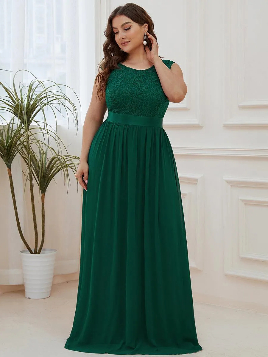 Robe de demoiselle d'honneur longue en dentelle sans manches(Vente finale)