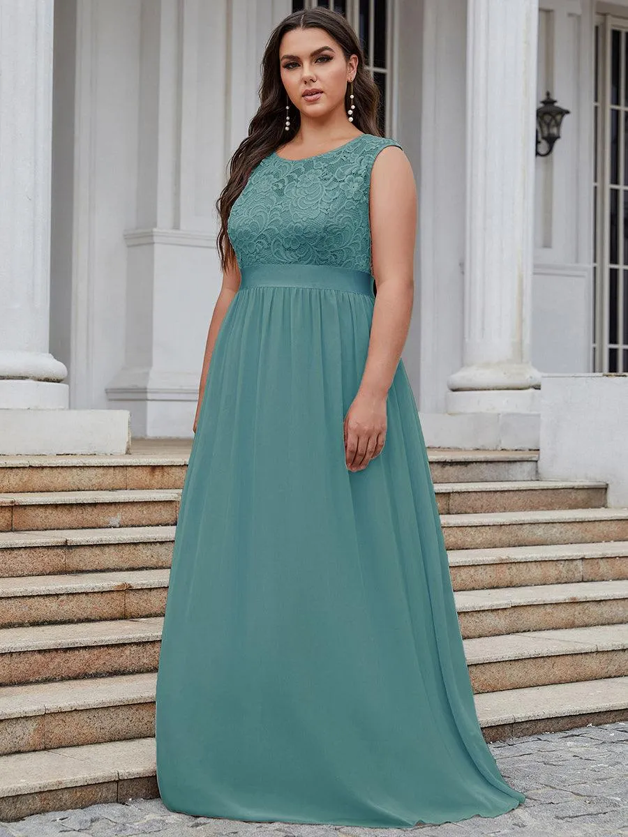 Robe de demoiselle d'honneur longue en dentelle sans manches(Vente finale)