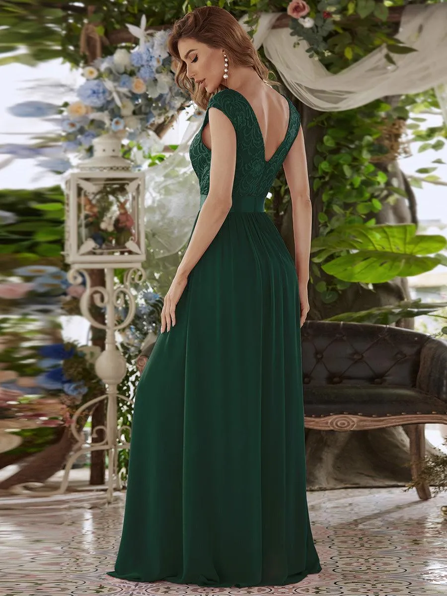 Robe de demoiselle d'honneur longue en dentelle sans manches(Vente finale)