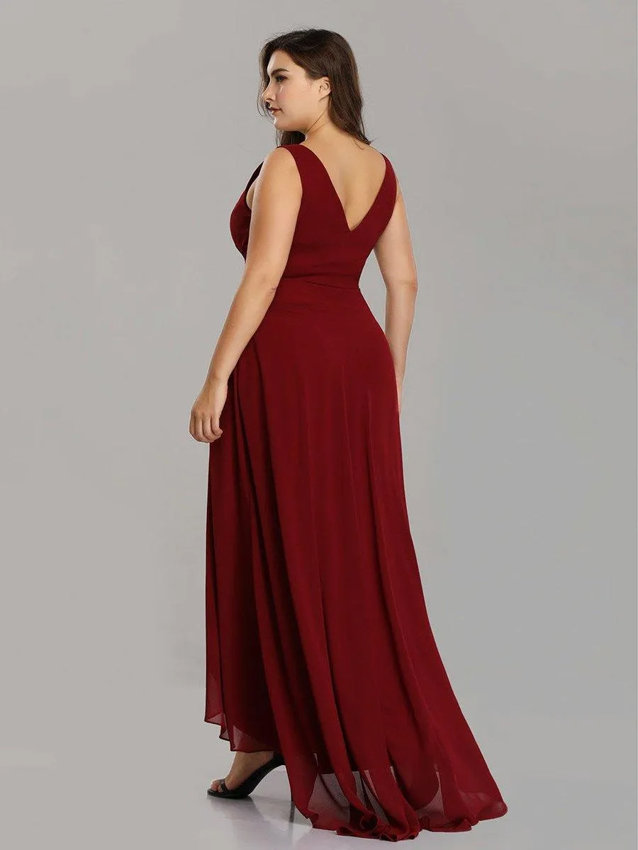 Robes de Soirée Chiffon à Col en V Haut Bas pour La Fête(Vente finale)