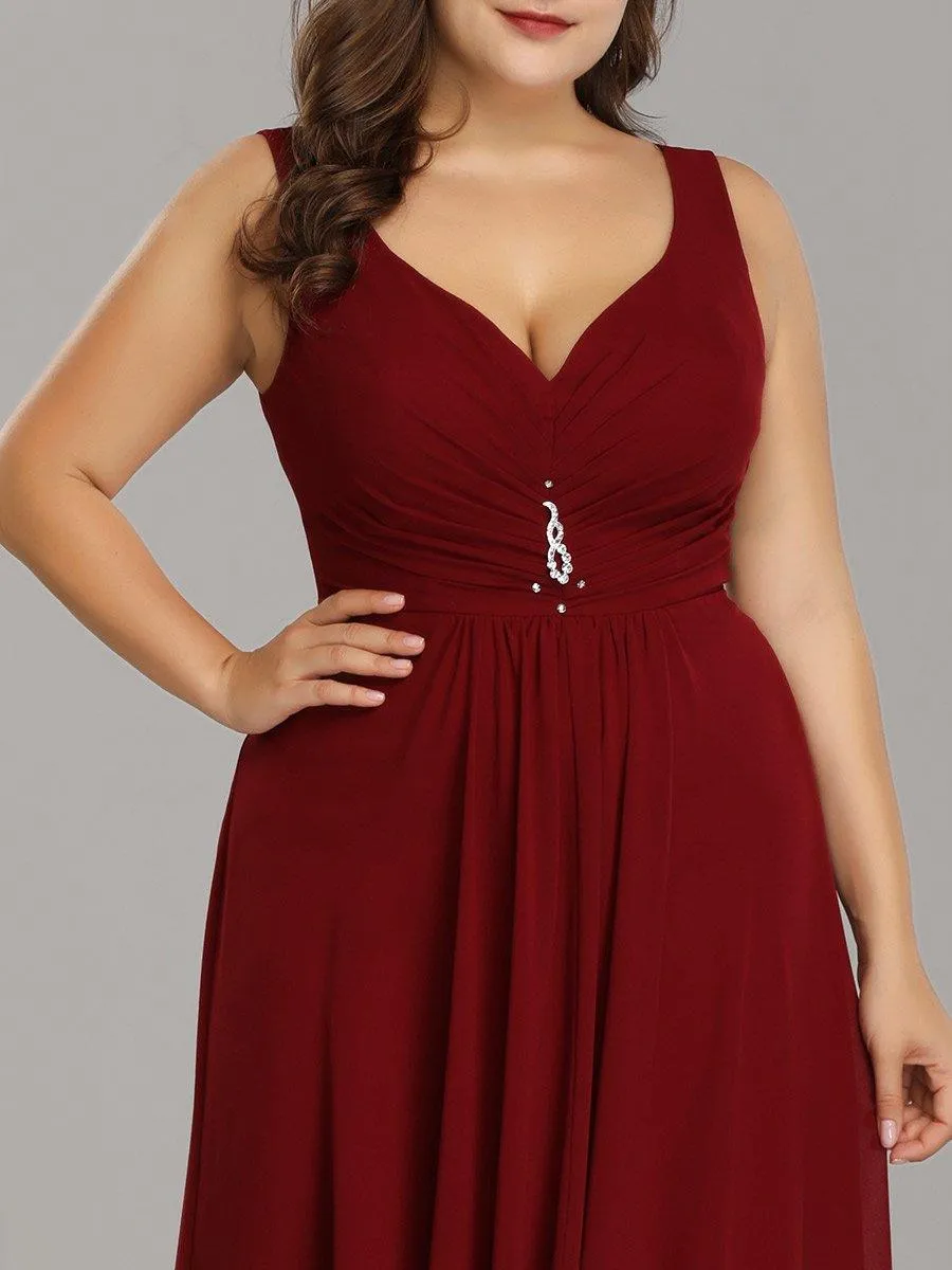 Robes de Soirée Chiffon à Col en V Haut Bas pour La Fête(Vente finale)