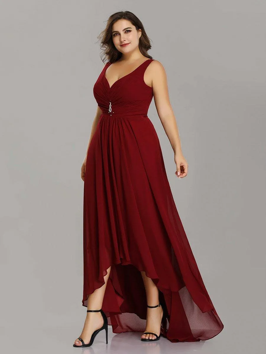 Robes de Soirée Chiffon à Col en V Haut Bas pour La Fête(Vente finale)