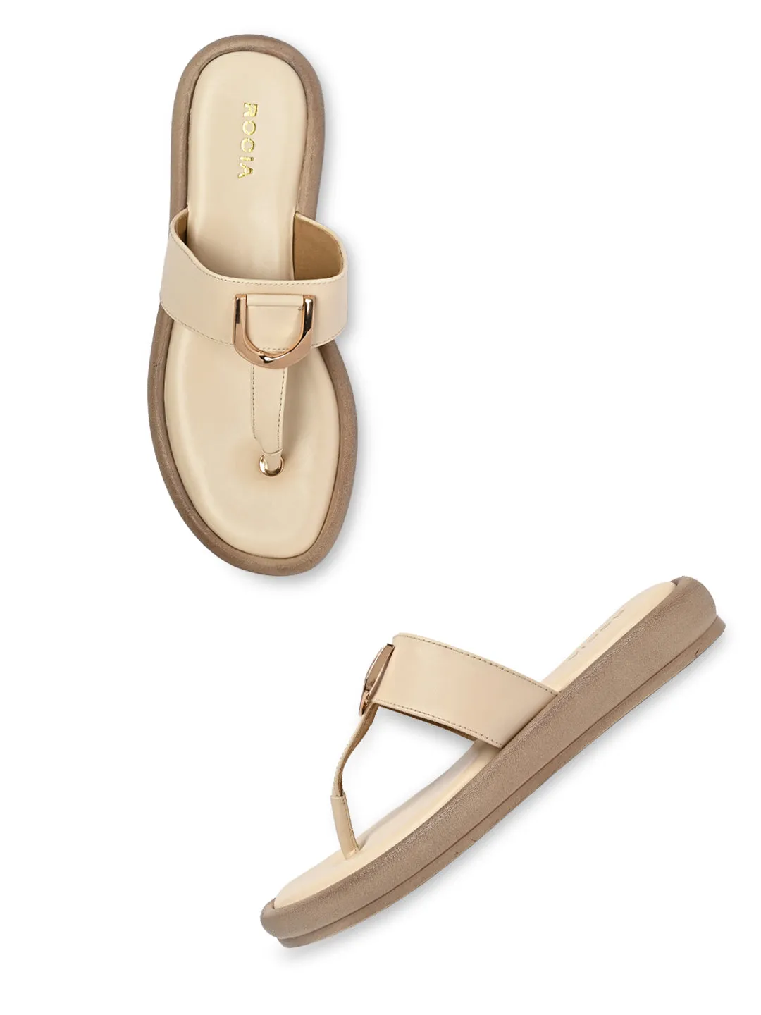 Rocia By Regal Beige Women Casual Buckled Flats