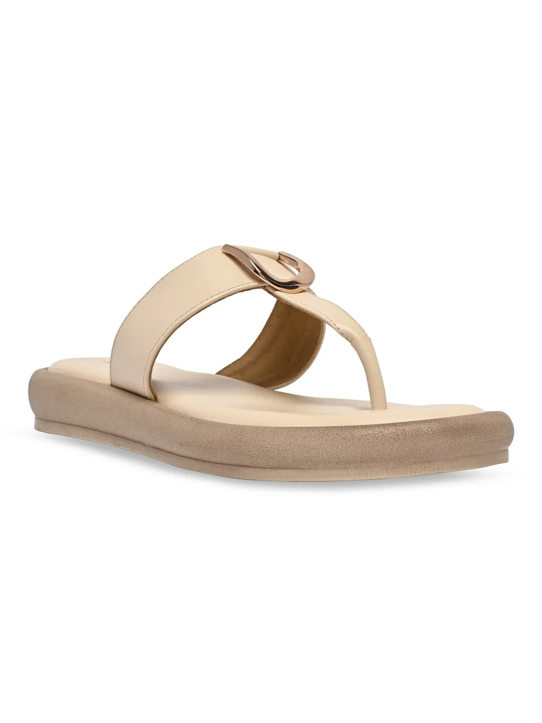 Rocia By Regal Beige Women Casual Buckled Flats