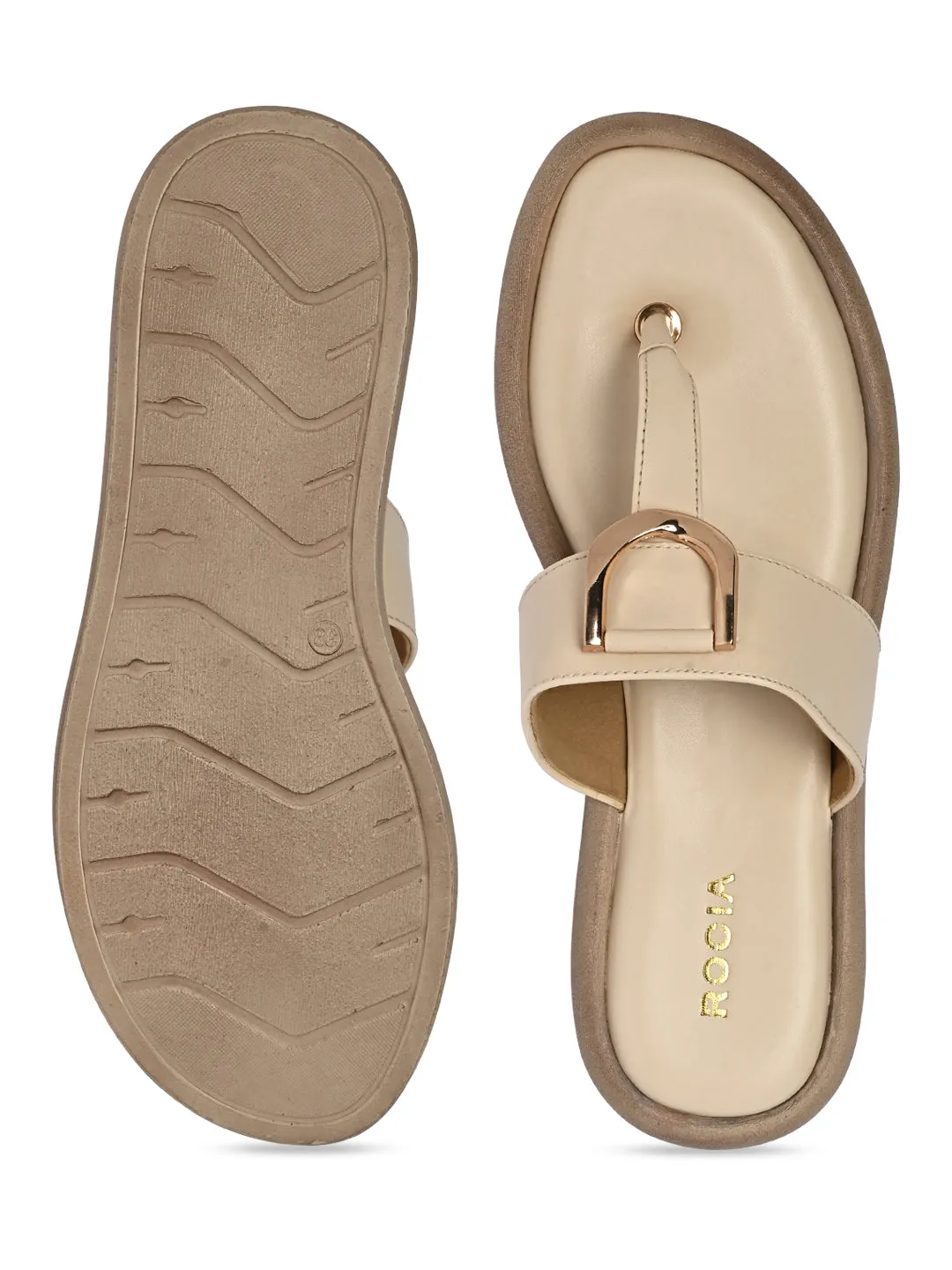 Rocia By Regal Beige Women Casual Buckled Flats