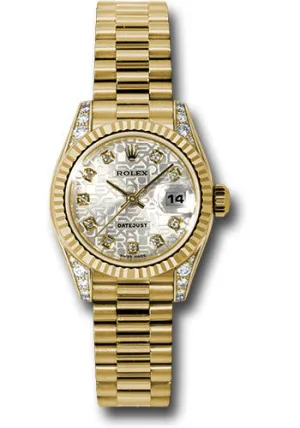 Rolex 18k ladies president, silver anniversary diamond dial, fluted bezel, diamond luggs, model # 179238 sjdp