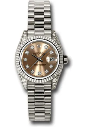 Rolex 18k president, copper diamond dial, fluted bezel, diamond luggs, model # 179239 pdp