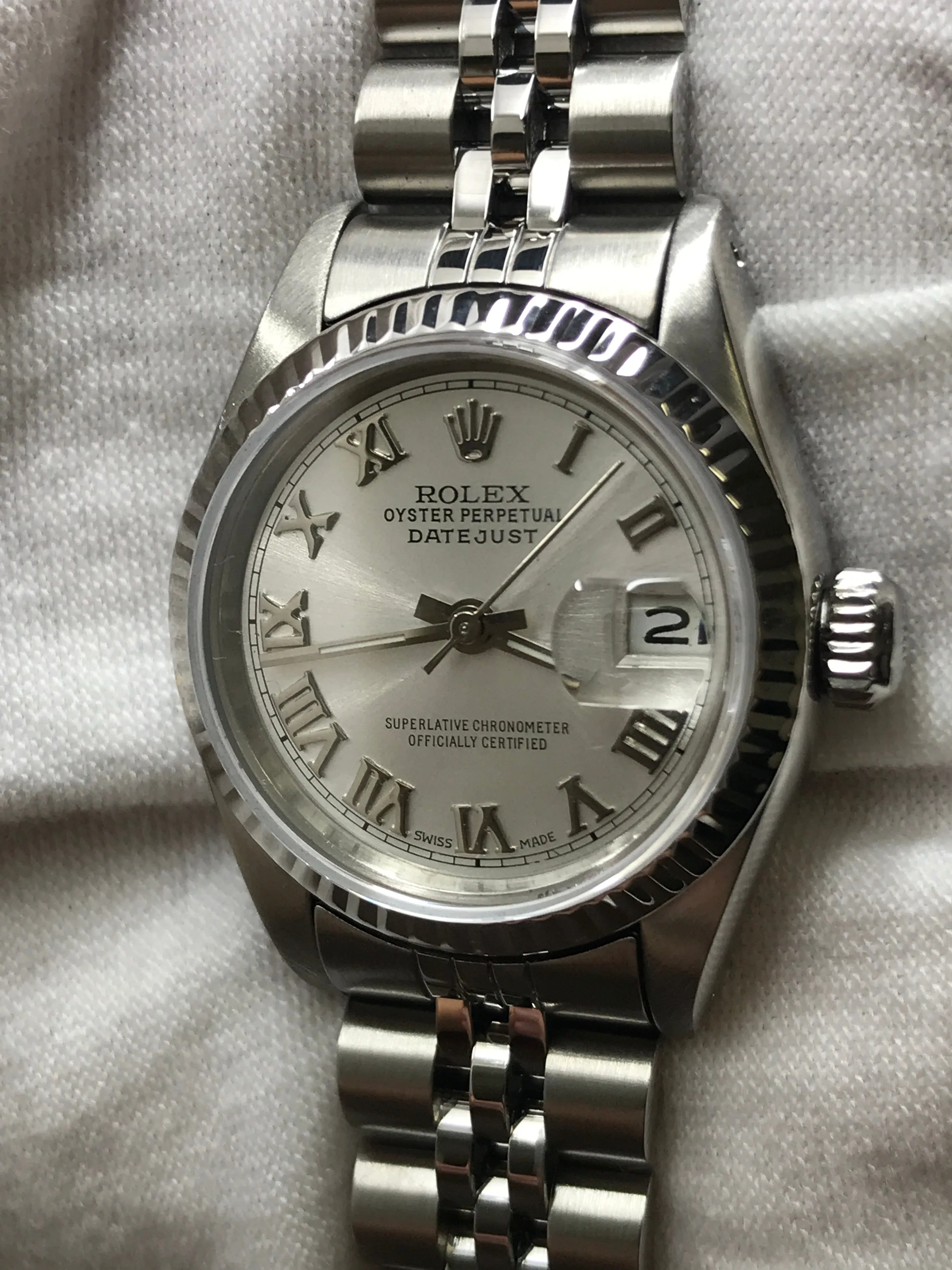 Rolex Datejust 26mm Custom Bracelet 6917 SS Silver Dial Automatic Women's Watch