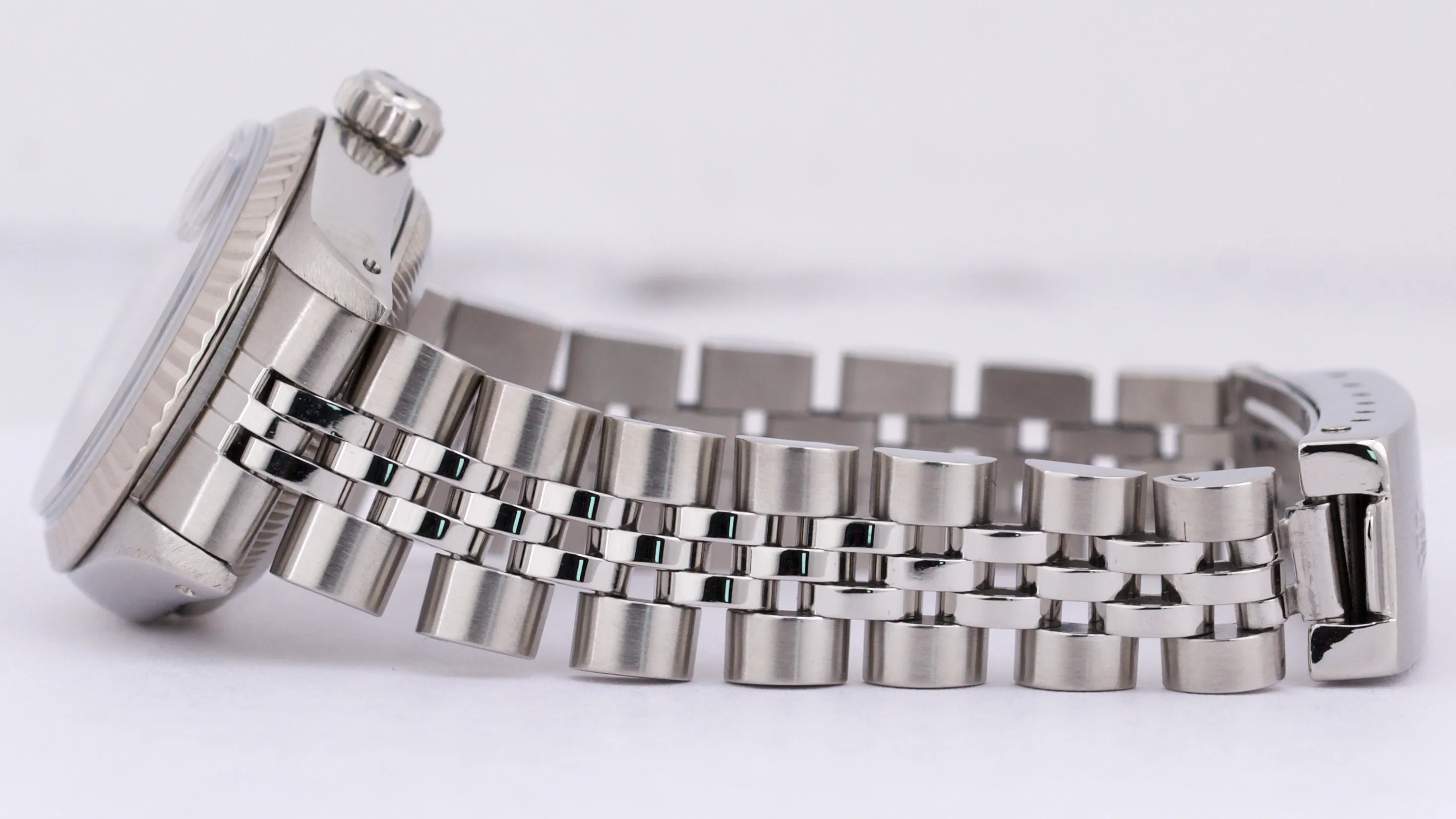 Rolex DateJust 26mm GRAY TAPESTRY 18K White Gold Steel Fluted JUBILEE 69174 BOX
