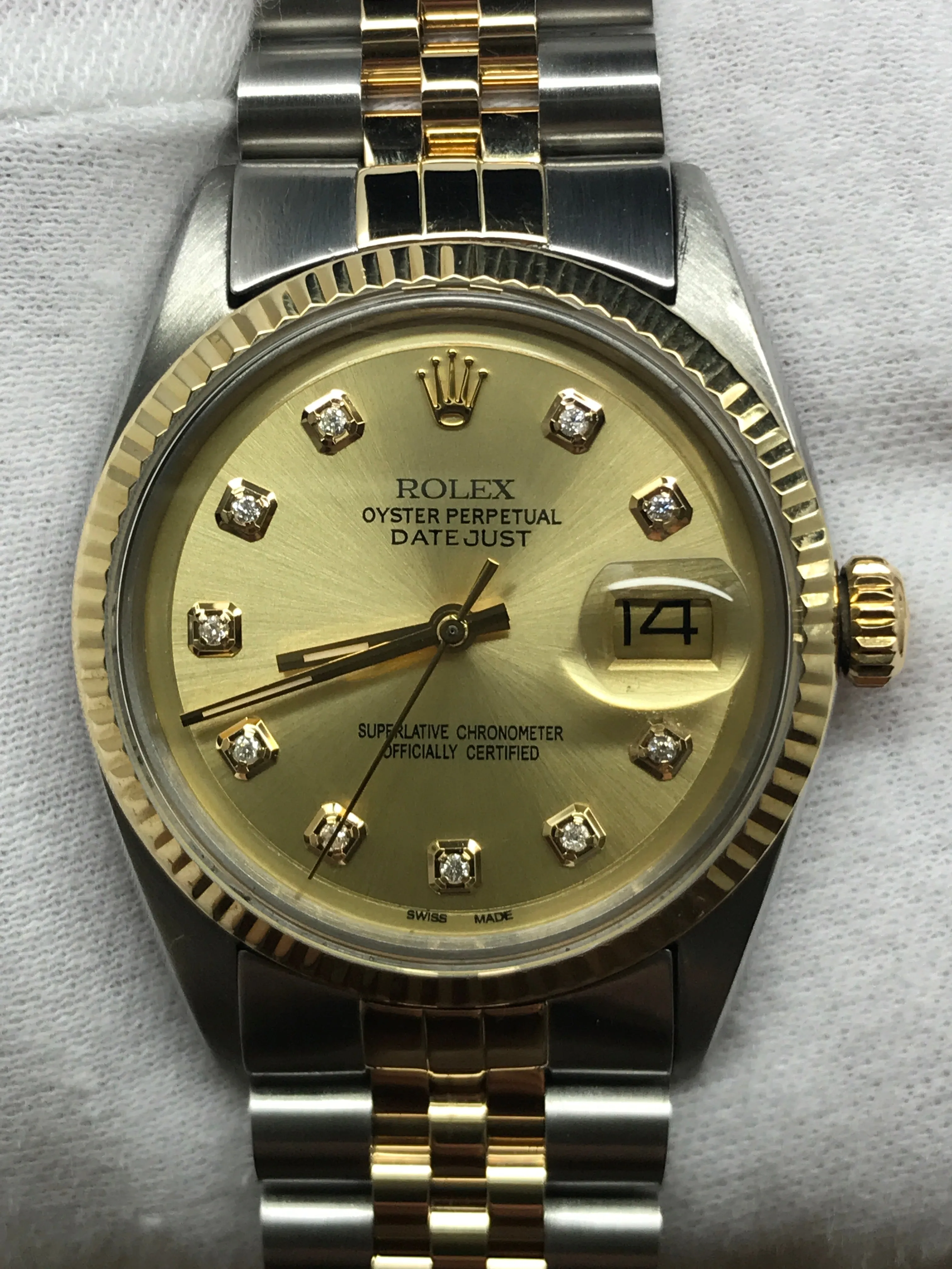 Rolex Datejust 36mm 1601 Custom Champagne Diamond Dial Automatic Watch