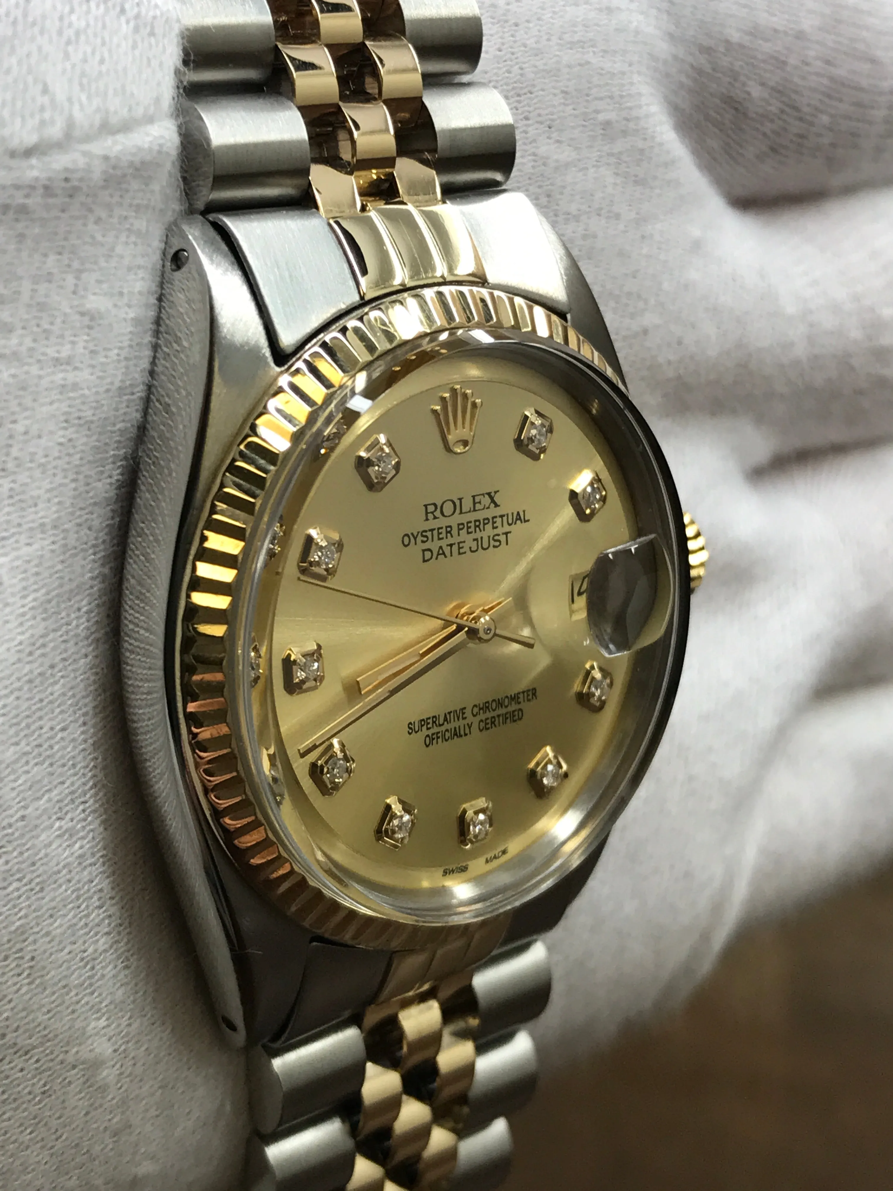 Rolex Datejust 36mm 1601 Custom Champagne Diamond Dial Automatic Watch