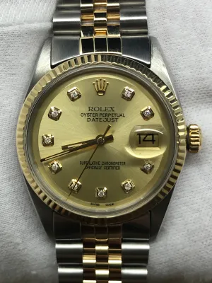 Rolex Datejust 36mm 1601 Custom Champagne Diamond Dial Automatic Watch