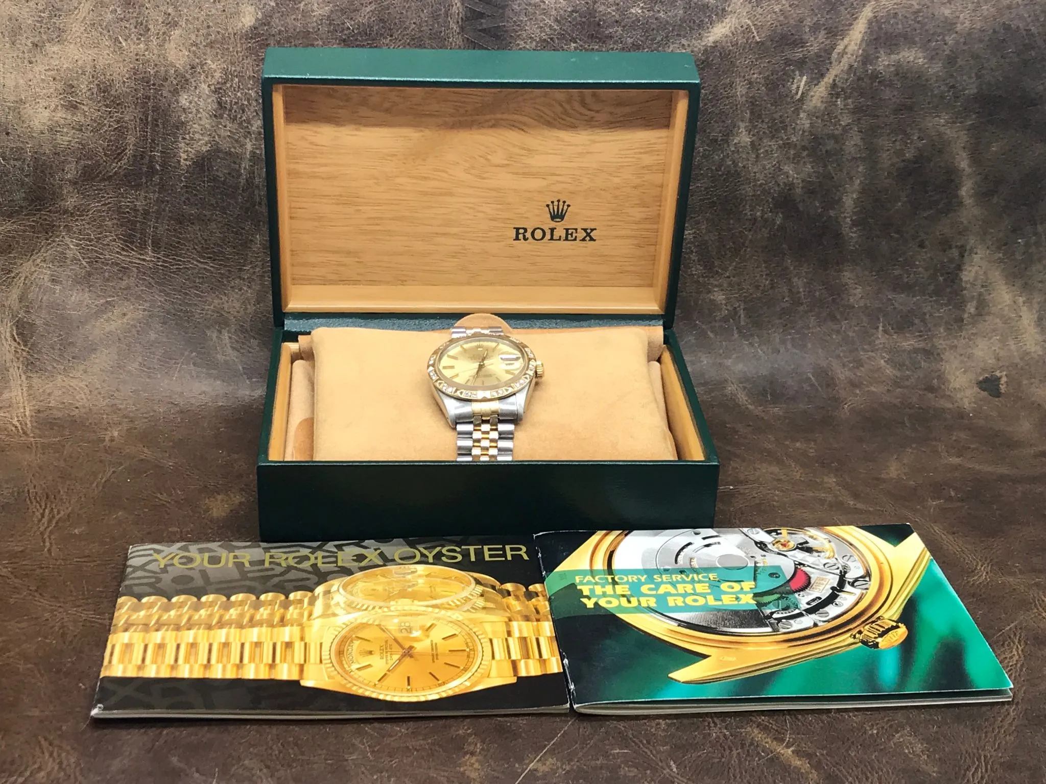 Rolex Datejust 36mm Custom Diamond Bezel 16013 Champagne Dial Automatic Watch