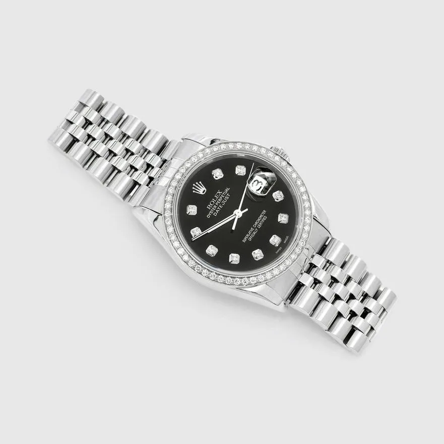 Rolex DateJust 36mm Diamond Stainless Steel Black