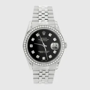 Rolex DateJust 36mm Diamond Stainless Steel Black