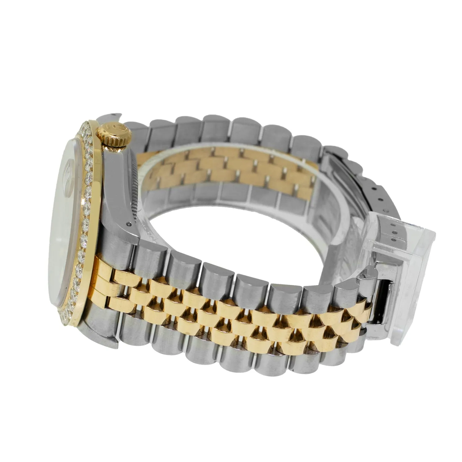 Rolex Datejust 36mm Yellow Gold & Steel Champagne Index Dial & Diamond Bezel 16233