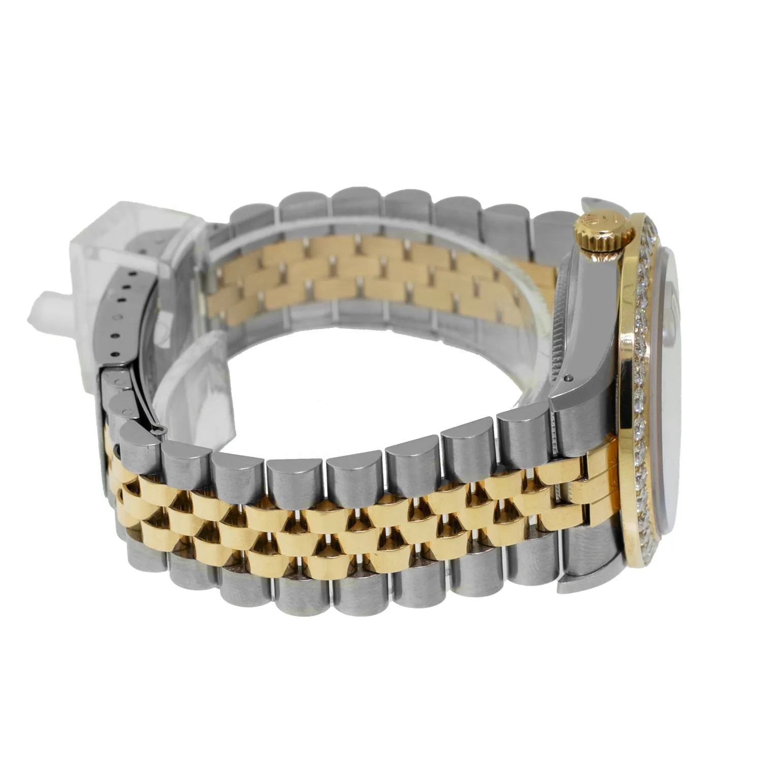 Rolex Datejust 36mm Yellow Gold & Steel Champagne Index Dial & Diamond Bezel 16233