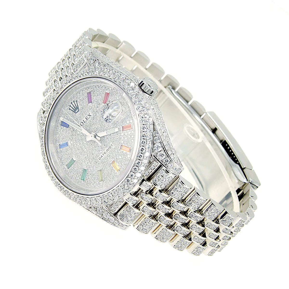 Rolex Datejust 41 with Custom Diamonds & Rainbow Dial