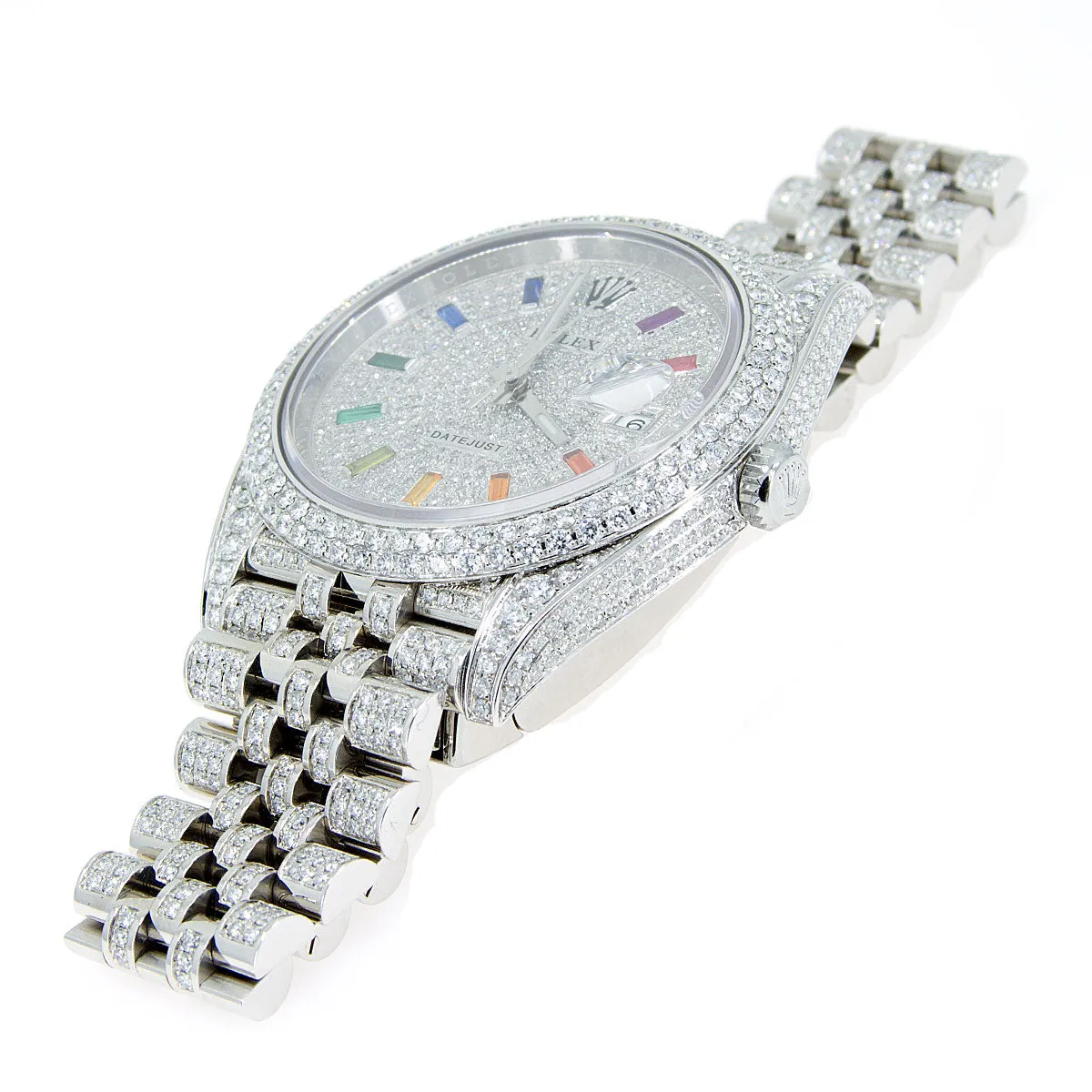 Rolex Datejust 41 with Custom Diamonds & Rainbow Dial
