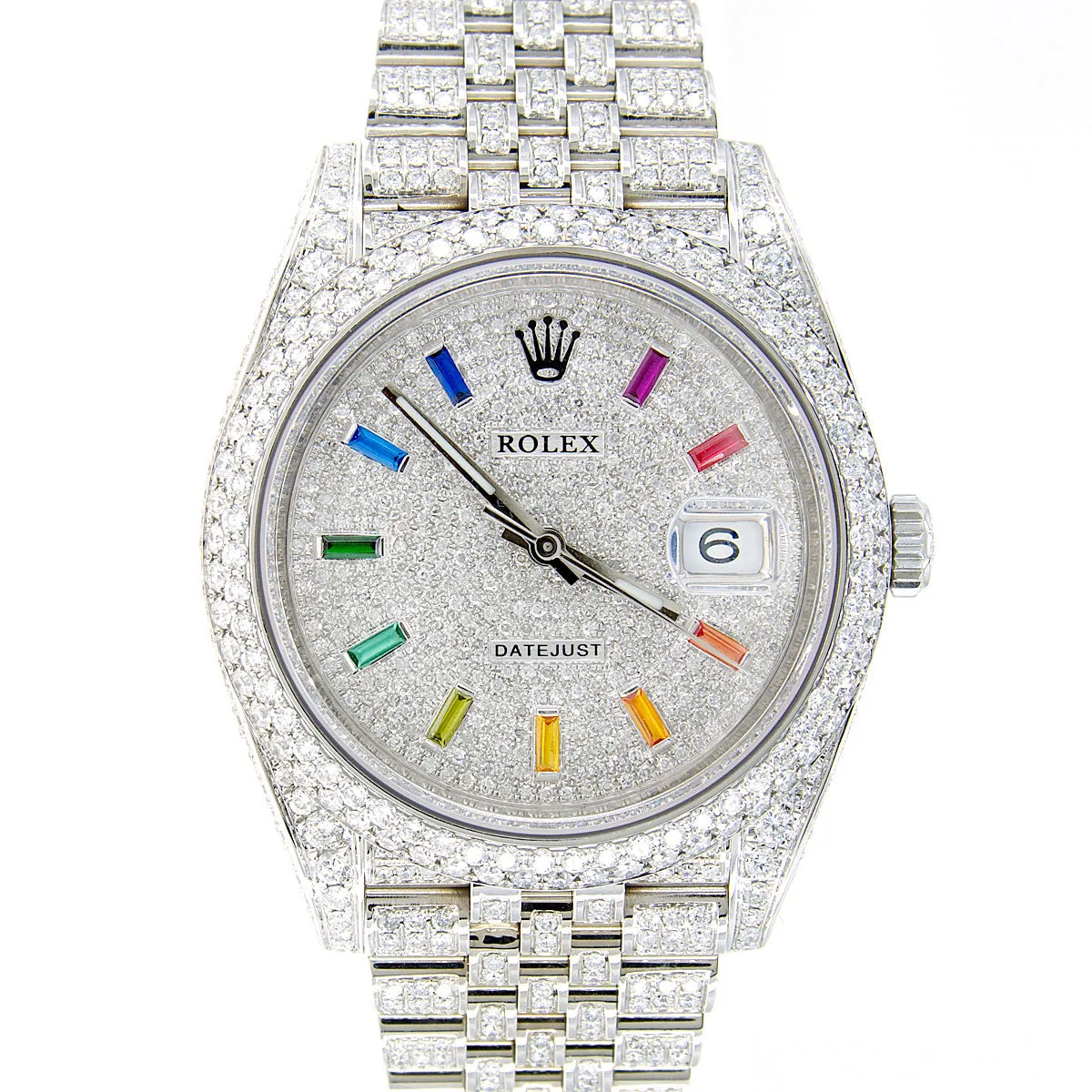 Rolex Datejust 41 with Custom Diamonds & Rainbow Dial