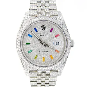 Rolex Datejust 41 with Custom Diamonds & Rainbow Dial