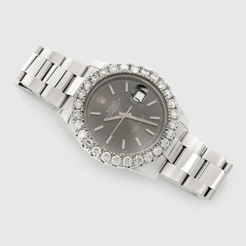 Rolex DateJust 41mm Diamond Stainless Steel Black