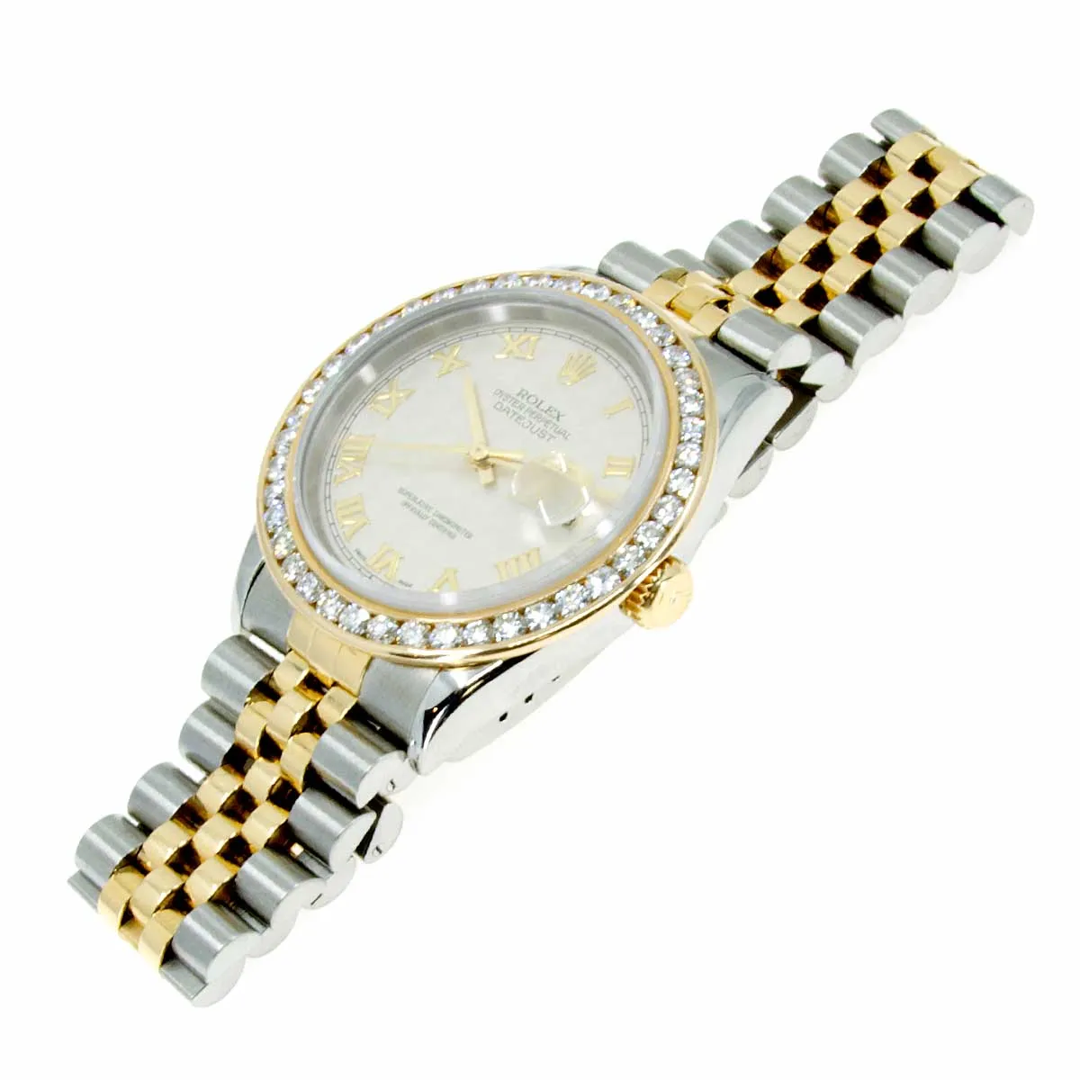 Rolex Datejust SS/18K Pyramid Roman Dial with Diamond Bezel