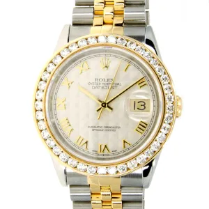 Rolex Datejust SS/18K Pyramid Roman Dial with Diamond Bezel