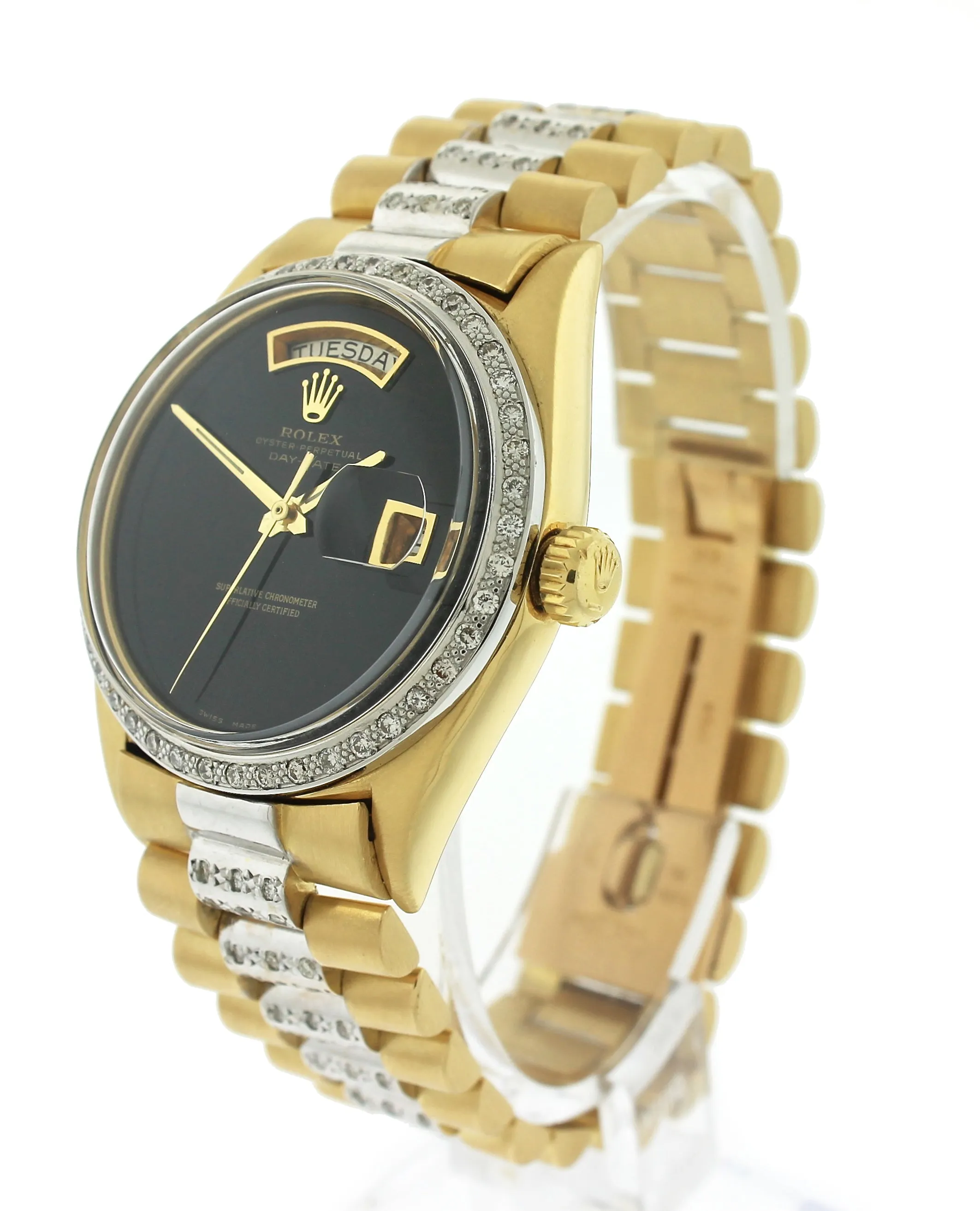 Rolex Day-Date President 36mm Diamond Black 1803 Yellow White Gold Presidential
