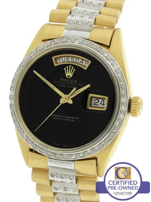 Rolex Day-Date President 36mm Diamond Black 1803 Yellow White Gold Presidential