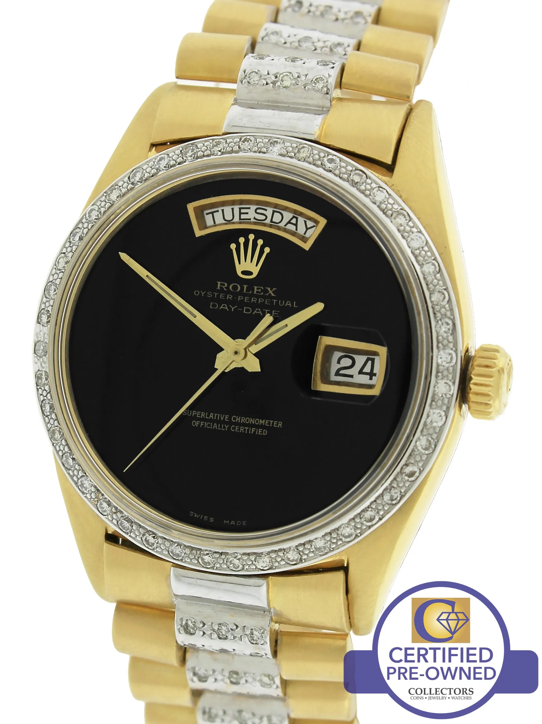 Rolex Day-Date President 36mm Diamond Black 1803 Yellow White Gold Presidential