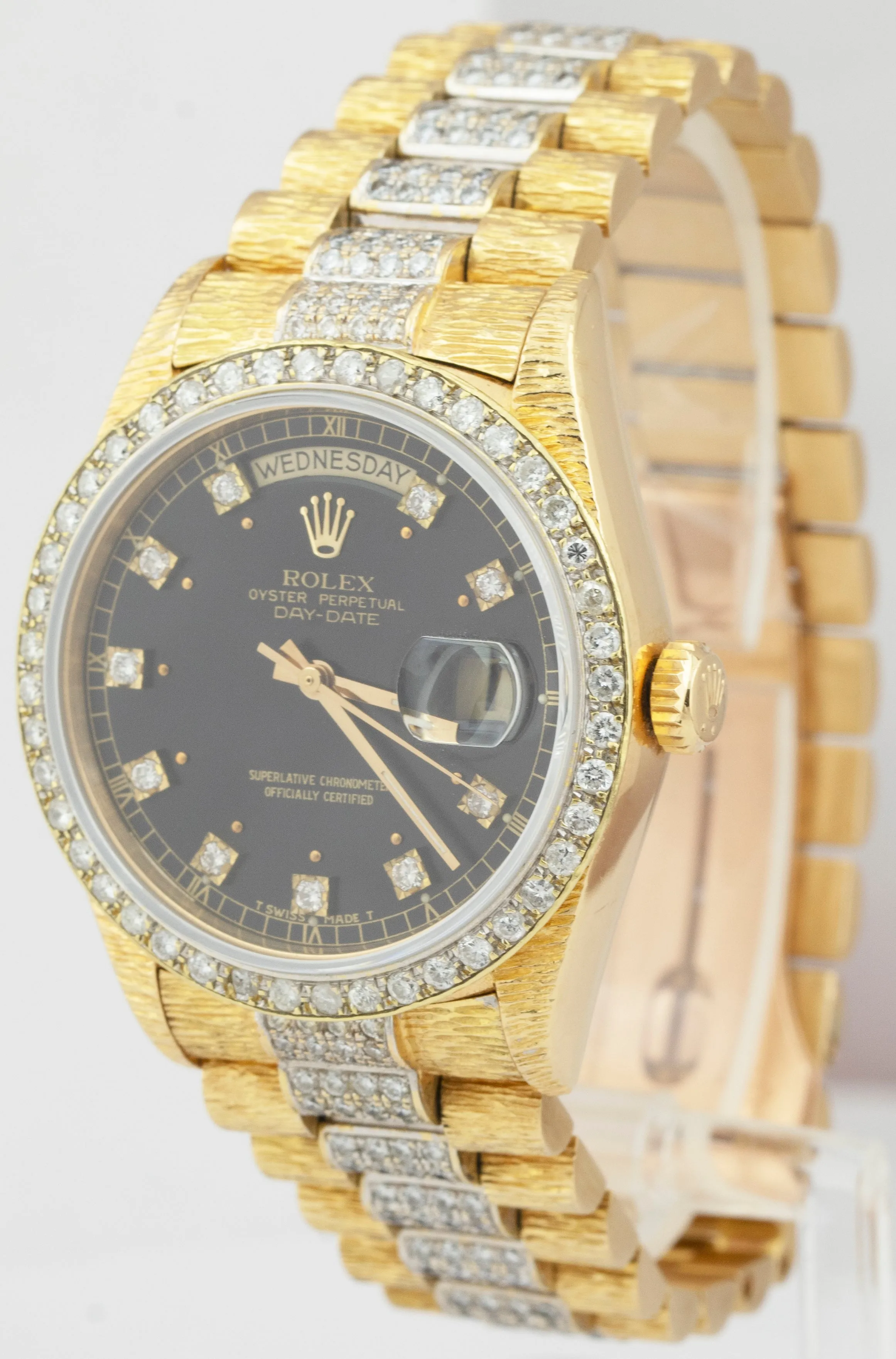 Rolex Day-Date President Black DIAMOND 36mm 18K Gold Automatic Watch 18038